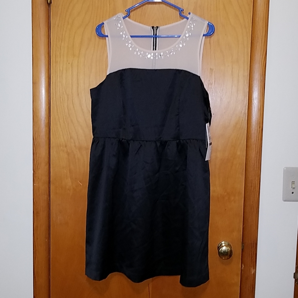 Kensie Black and Tan Beaded Dress